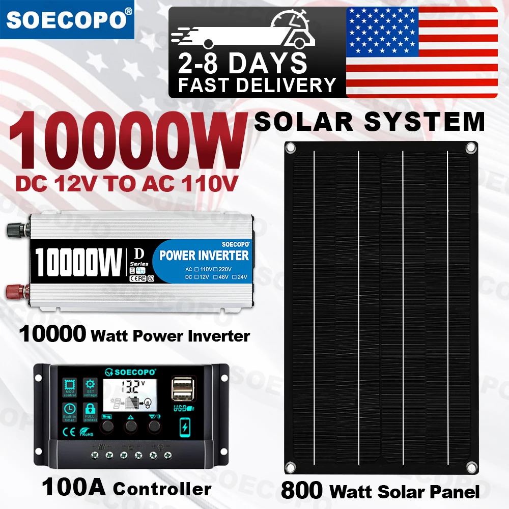 Solar Emergency Charger - SOECOPO 10000W Peak 1100W Rated Solar
