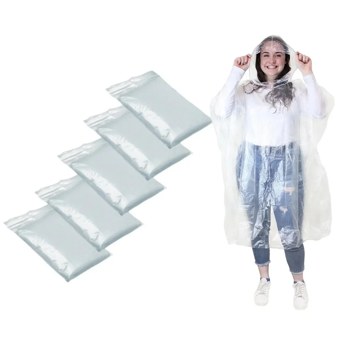 5/10PCS Compact Disposable Rai - Emergency Poncho Rain 评论和价格