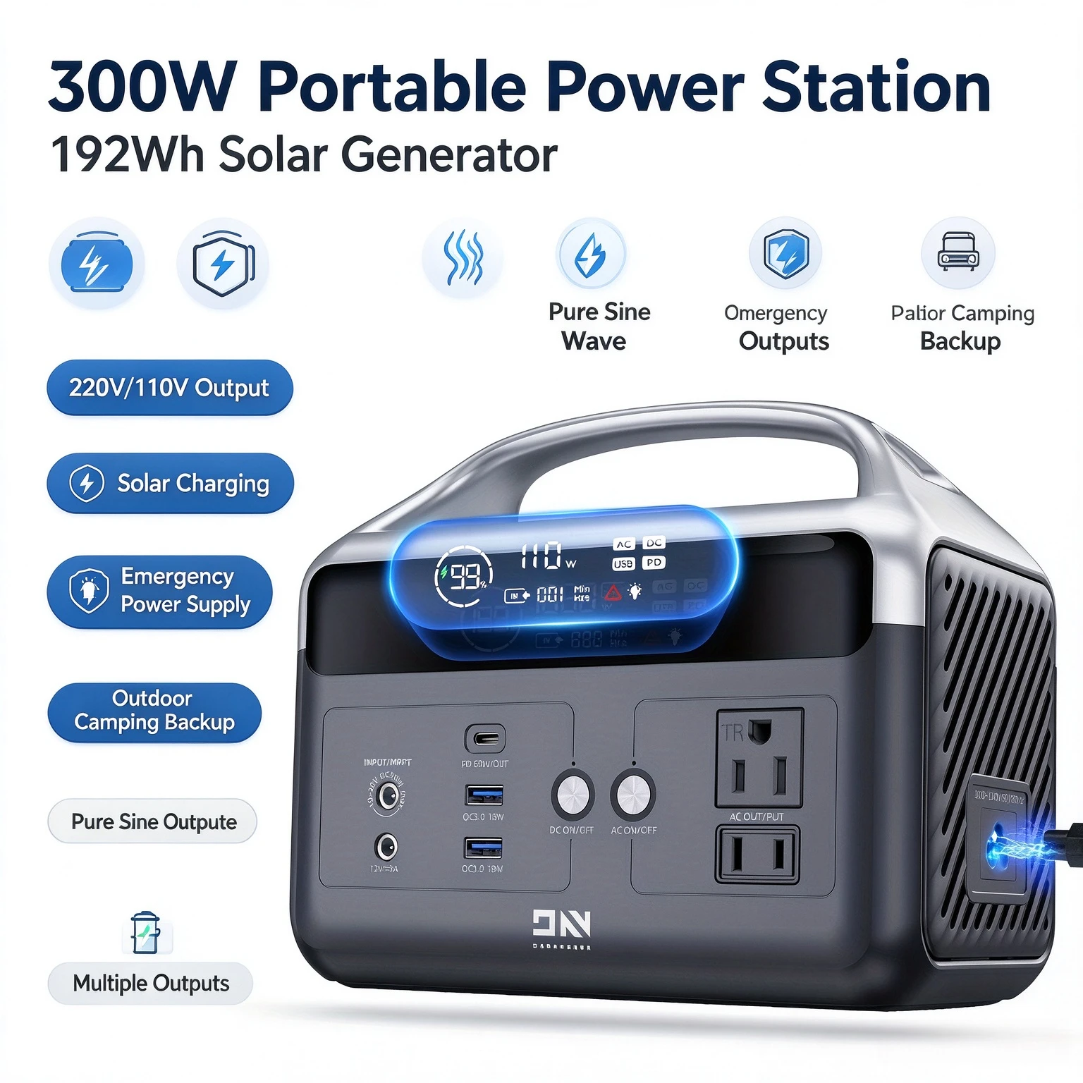 300W Portable Power Station 19 - Solar Emergency Charger 评论和价格
